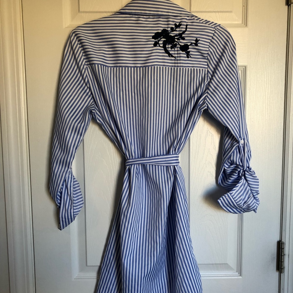 Striped wrap button down dress